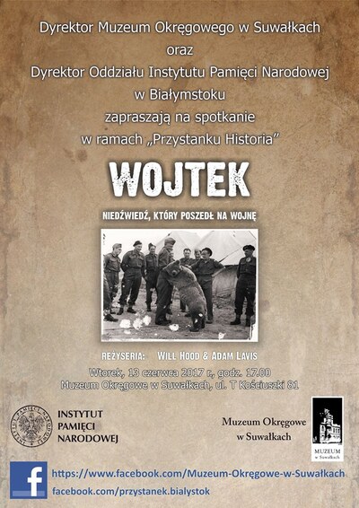 Plakat - „Wojtek, niedźwiedź, który poszedł na wojnę” na „Przystanku Historia”