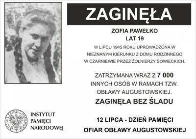 Plakaty o Obławie Augustowskiej w białostockich autobusach