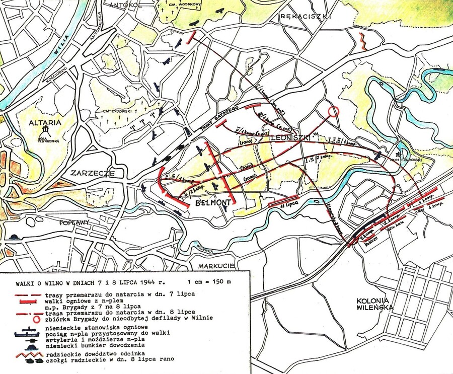 Schemat walk w Kolonii Wileńskiej 7 i 8 lipca 1944 r. (zbiory Michała Ostapiuka)