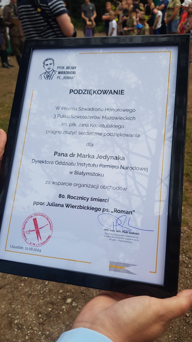 80. rocznica śmierci ppor. Juliana Wierzbickiego ps. „Roman” – 11 sierpnia 2024, fot. Monika Baczar (IPN)