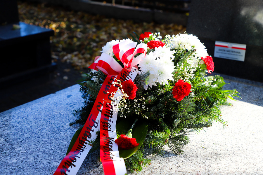 Uroczyste oznaczenie i poświęcenie odnowionego grobu ks. ppłk. dr. Mieczysława Paszkiewicza, wpisanego do ewidencji grobów weteranów walk o wolność i niepodległość Polski – 18 października 2024, fot. Katarzyna Dojs (IPN)