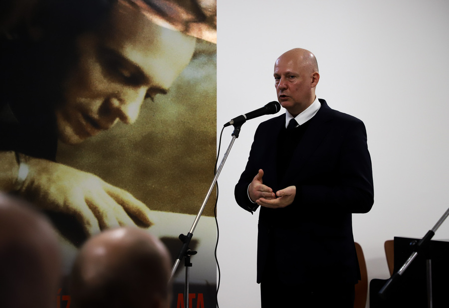 Otwarcie wystawy pt. „Dekalog Księdza Jerzego” z okazji 40. rocznicy męczeńskiej śmierci bł. ks. Jerzego Popiełuszki w Domu Polskim w Budapeszcie – 10 listopada 2024, fot. Paula Prudziłowicz (IPN)