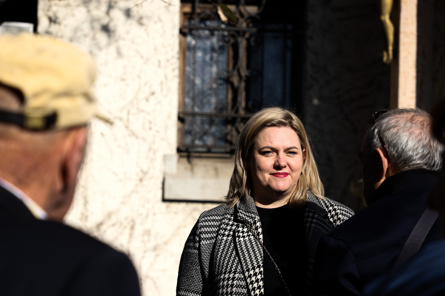 Otwarcie wystawy pt. „Dekalog Księdza Jerzego” z okazji 40. rocznicy męczeńskiej śmierci bł. ks. Jerzego Popiełuszki w Domu Polskim w Budapeszcie – 10 listopada 2024, fot. Paula Prudziłowicz (IPN)