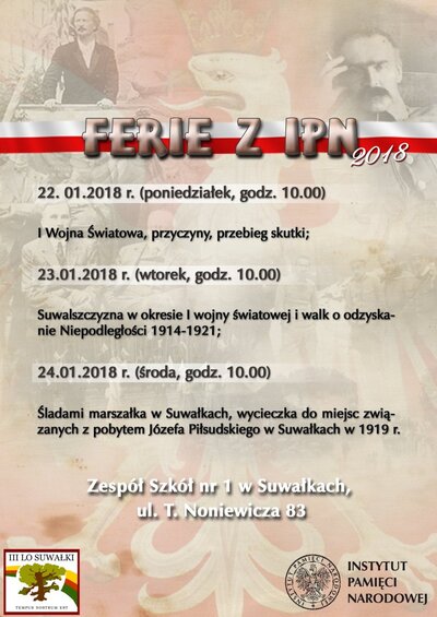Plakat ferii z IPN w Suwałkach