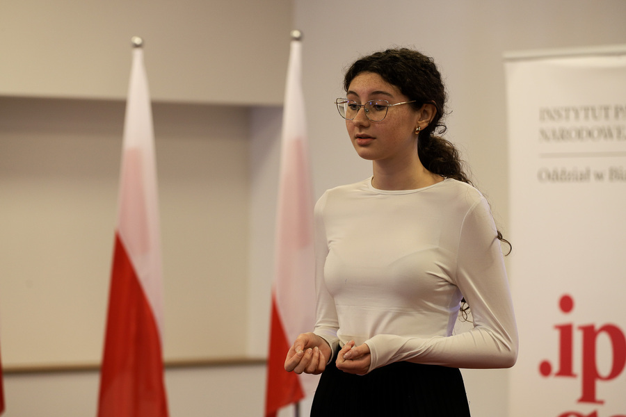 Przesłuchania półfinałowe do XI edycji Ogólnopolskiego Konkursu Recytatorskiego „W kręgu poezji i prozy lagrowej więźniarek obozu KL Ravensbrück” im. Wandy Półtawskiej – 11 marca 2025, fot. Paula Prudziłowicz (IPN)