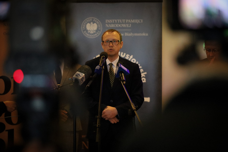 Zginęli bo byli Polakami - konferencja prasowa Oddziału Instytutu Pamięci Narodowej w Białymstoku poświęcona 80. rocznicy Obławy Augustowskiej – 7 maja 2025, fot. Karolina Dobek (IPN)