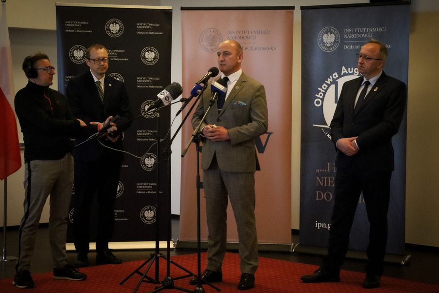 Zginęli bo byli Polakami - konferencja prasowa Oddziału Instytutu Pamięci Narodowej w Białymstoku poświęcona 80. rocznicy Obławy Augustowskiej – 7 maja 2025, fot. Karolina Dobek (IPN)