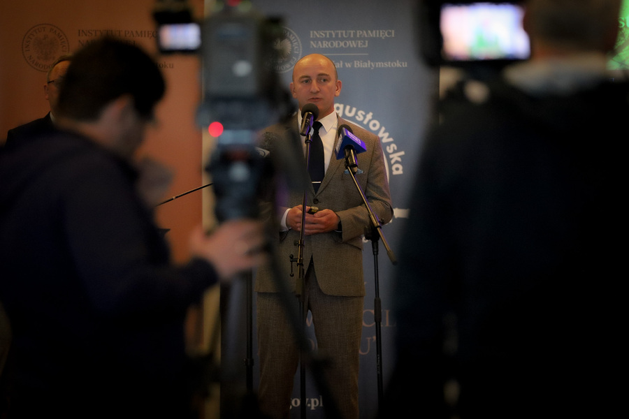 Zginęli bo byli Polakami - konferencja prasowa Oddziału Instytutu Pamięci Narodowej w Białymstoku poświęcona 80. rocznicy Obławy Augustowskiej – 7 maja 2025, fot. Karolina Dobek (IPN)