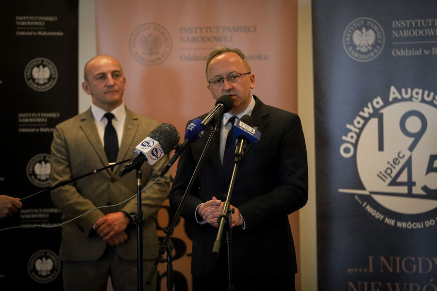 Zginęli bo byli Polakami - konferencja prasowa Oddziału Instytutu Pamięci Narodowej w Białymstoku poświęcona 80. rocznicy Obławy Augustowskiej – 7 maja 2025, fot. Karolina Dobek (IPN)