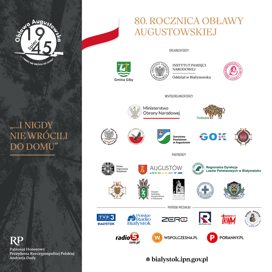 Uroczyste obchody upamiętniające Ofiary Obławy Augustowskiej w 80. rocznicę wydarzeń z lipca 1945 r. w Gibach – 18-20 lipca 2025