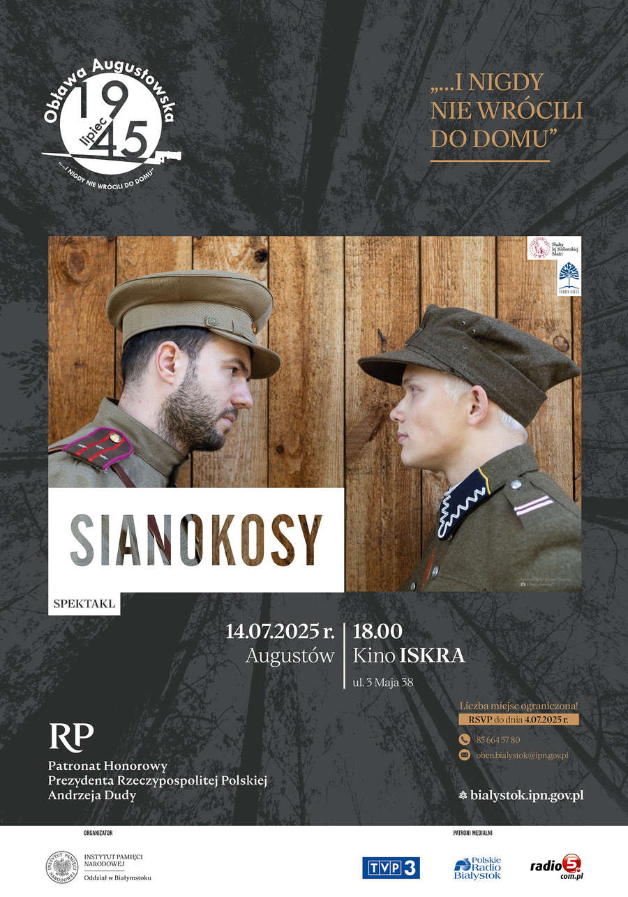 Premiera spektaklu pt. „Sianokosy” w wykonaniu Grupy Teatralnej Jej Królewskiej Mości w Kinie Iskra w Augustowie – 14 lipca 2025