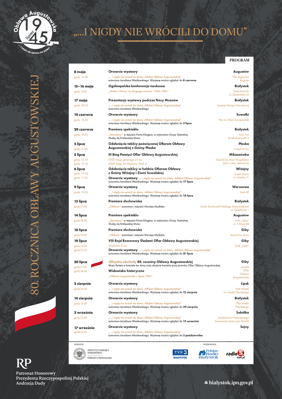 Program obchodów 80. rocznicy Obławy Augustowskiej