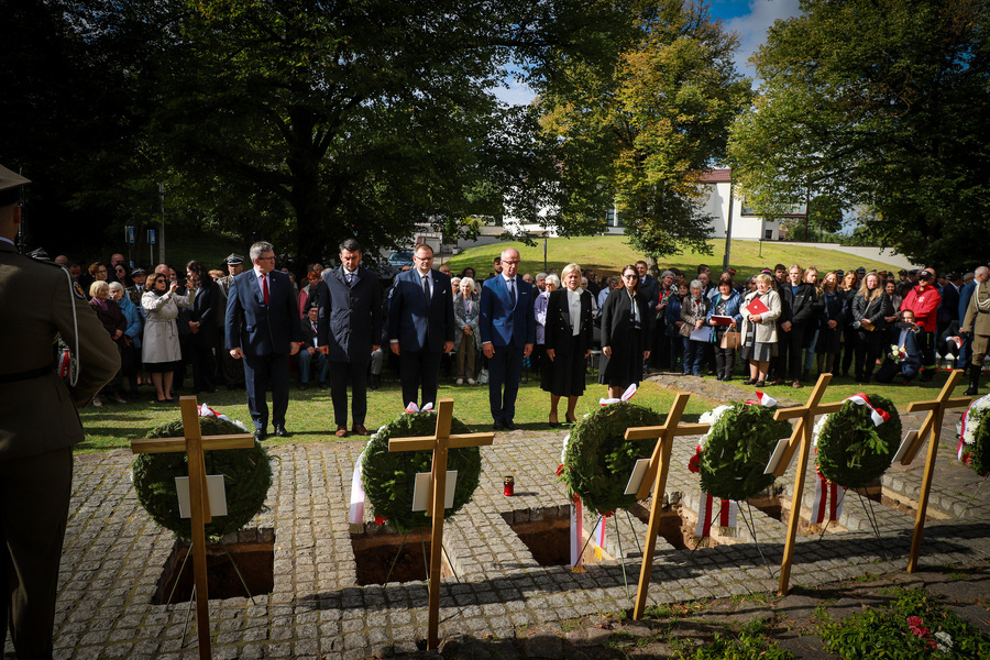 Uroczystości pogrzebowe Edwarda Borkowskiego i pięciu innych żołnierzy Armii Krajowej z oddziału Sergiusza Zyndrama-Kościałkowskiego ps. „Fakir” – 23 września 2025, fot. Paula Prudziłowicz (IPN)