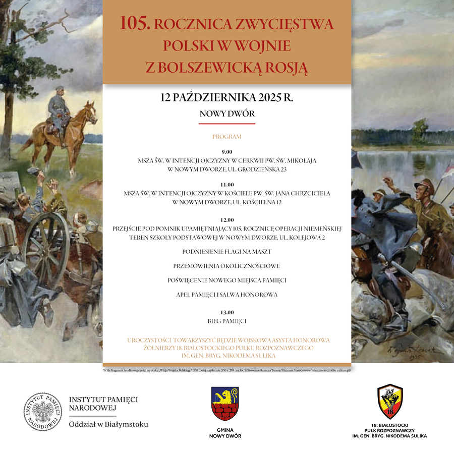 Uroczyste obchody 105. rocznicy zwycięstwa Polski z bolszewicką Rosją w Nowym Dworze – 12 października 2025