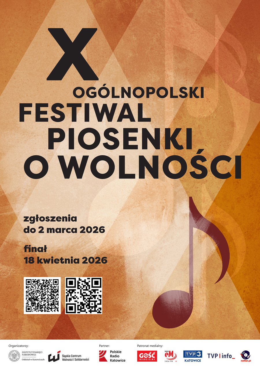 X Ogólnopolski Festiwal Piosenki o Wolności. Przesłuchania finałowe 18 kwietnia 2026 r. w Studio Koncertowym Radia Katowice– zgłoszenia do 2 marca 2026