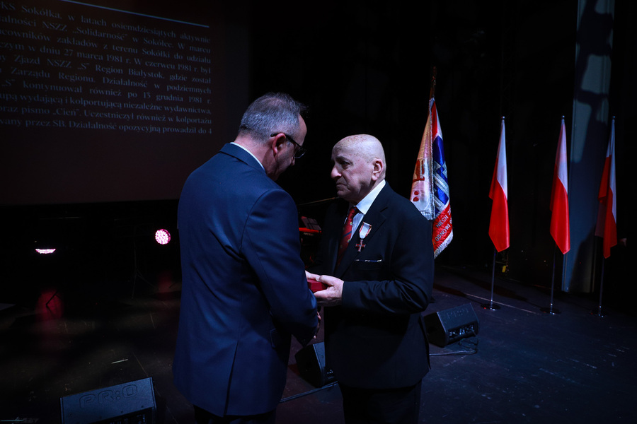 Uroczyste spotkanie Dam i Kawalerów Krzyża Wolności i Solidarności z okazji 45. rocznicy powstania i rejestracji Niezależnego Samorządnego Związku Zawodowego „Solidarność" – 23 kwietnia 2026, fot. Paula Prudziłowicz (IPN)