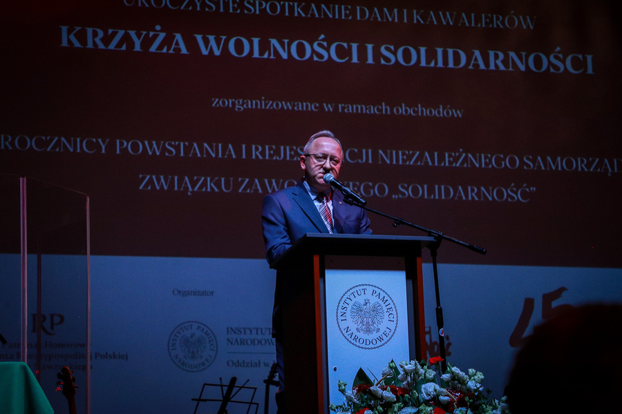 Uroczyste spotkanie Dam i Kawalerów Krzyża Wolności i Solidarności z okazji 45. rocznicy powstania i rejestracji Niezależnego Samorządnego Związku Zawodowego „Solidarność" – 23 kwietnia 2026, fot. Paula Prudziłowicz (IPN)