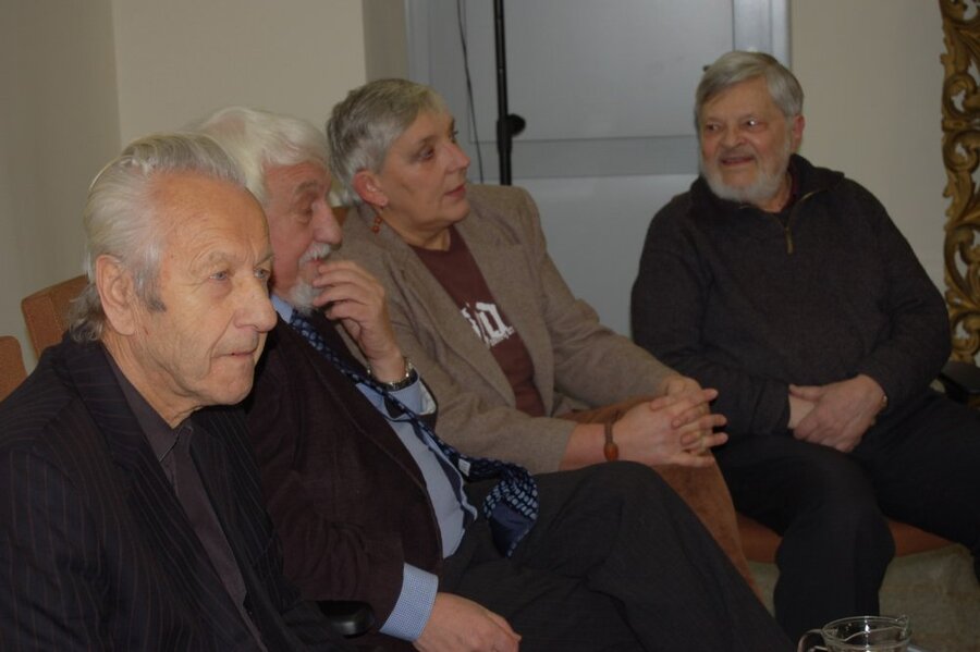 Od prawej: prof. Jerzy Ullman, Janka Werpachowska, Krzysztof Burek i Stanisław Marczuk