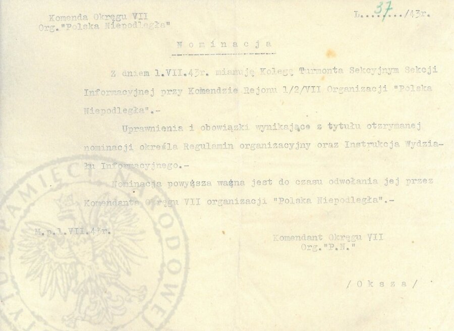 Dokumenty organizacji Polska Niepodległa