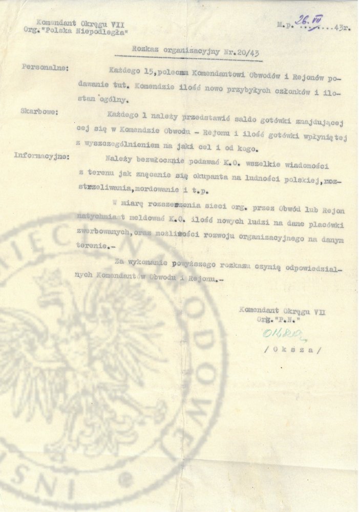 Dokumenty organizacji Polska Niepodległa