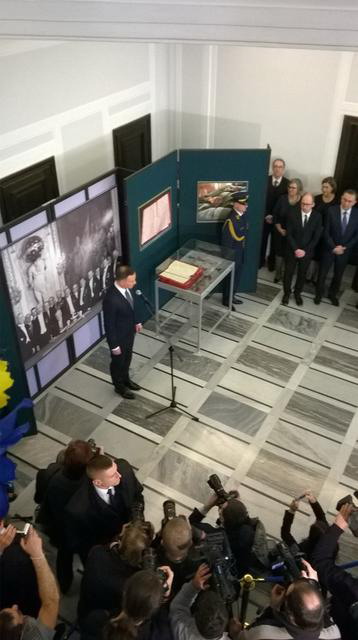 Prezydent RP Andrzej Duda na otwarciu wystawy insygniów Rzeczypospolitej