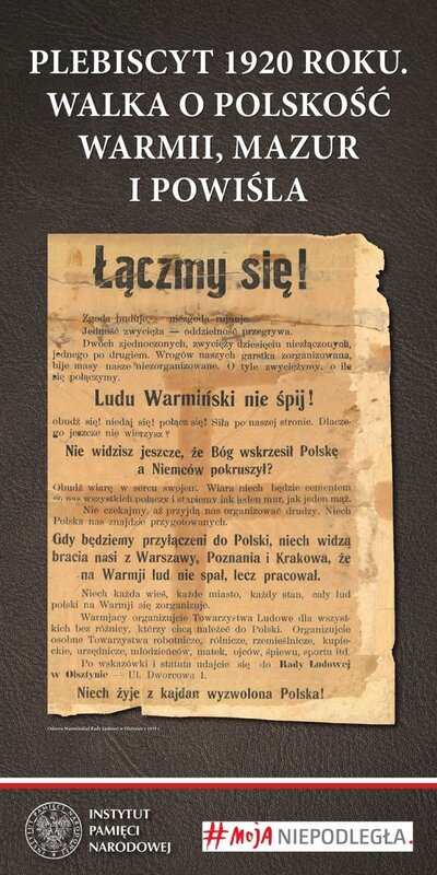 Panel stratowy wystawy "Plebiscyt 1920 roku. Walka o polskość Warmii i Mazur"