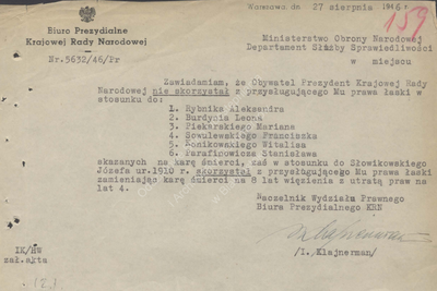 Kalendarium: Wyroki śmierci na terenie Więzienia Karno-Śledczego w Białymstoku, - 11 września 1946 r.